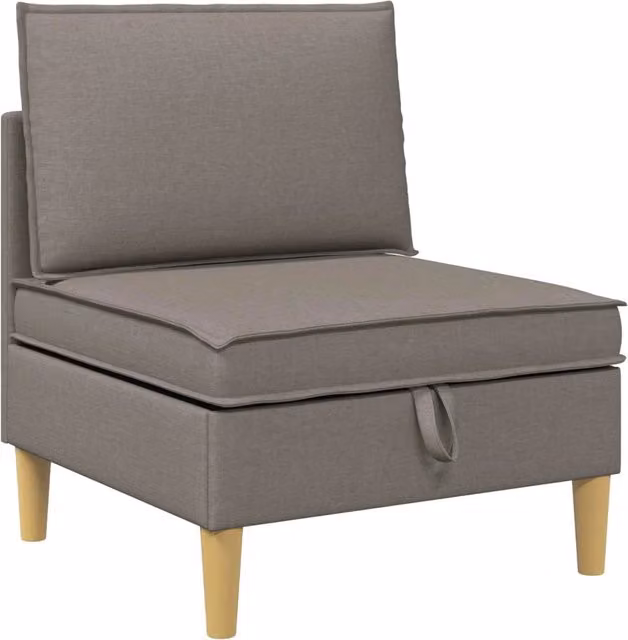 Divano da soggiorno minimalista in tessuto con struttura in legno e plastica, disponibile nei colori marrone e grigio