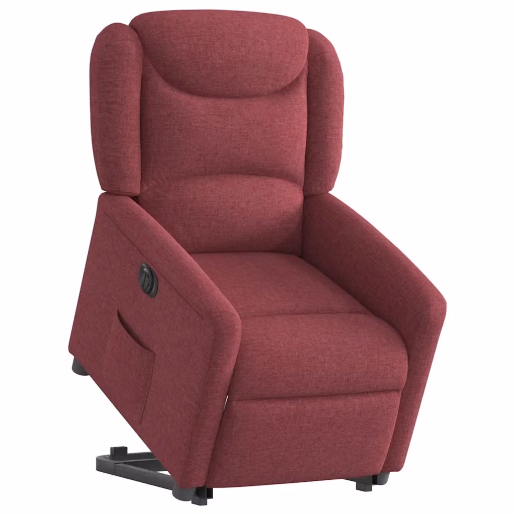 Poltrona Alzapersona Reclinabile Elettrica vidaXL in Tessuto Rosso con Braccioli per Senior – 2