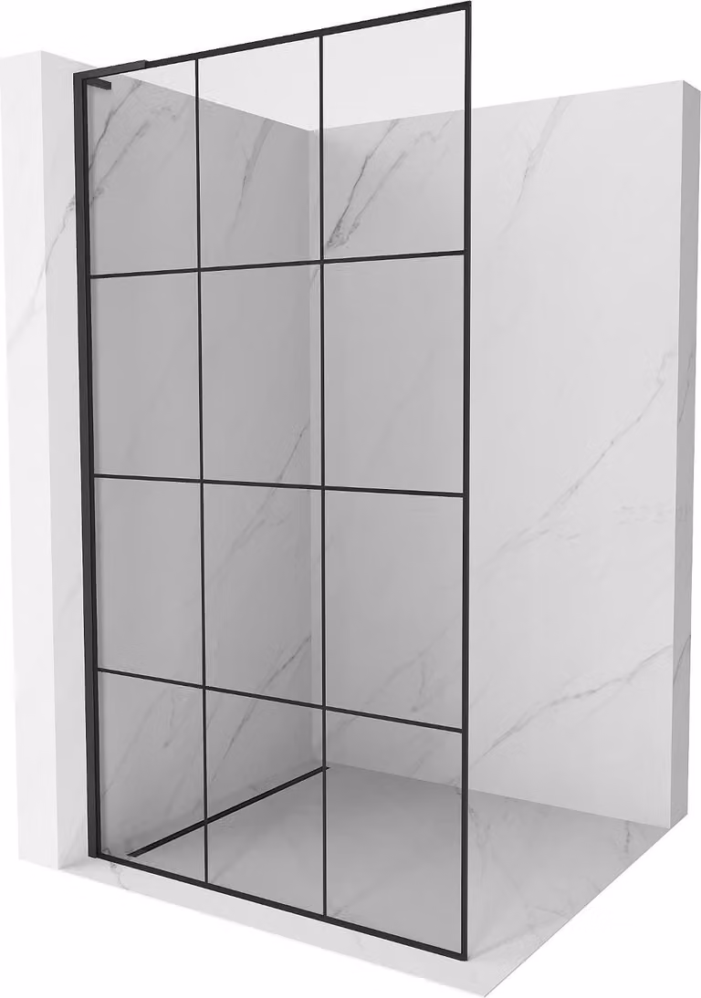 Mexen Kioto L parete doccia walk-in 100 x 200 cm, griglia nera, nero - 800-100-103-70-77