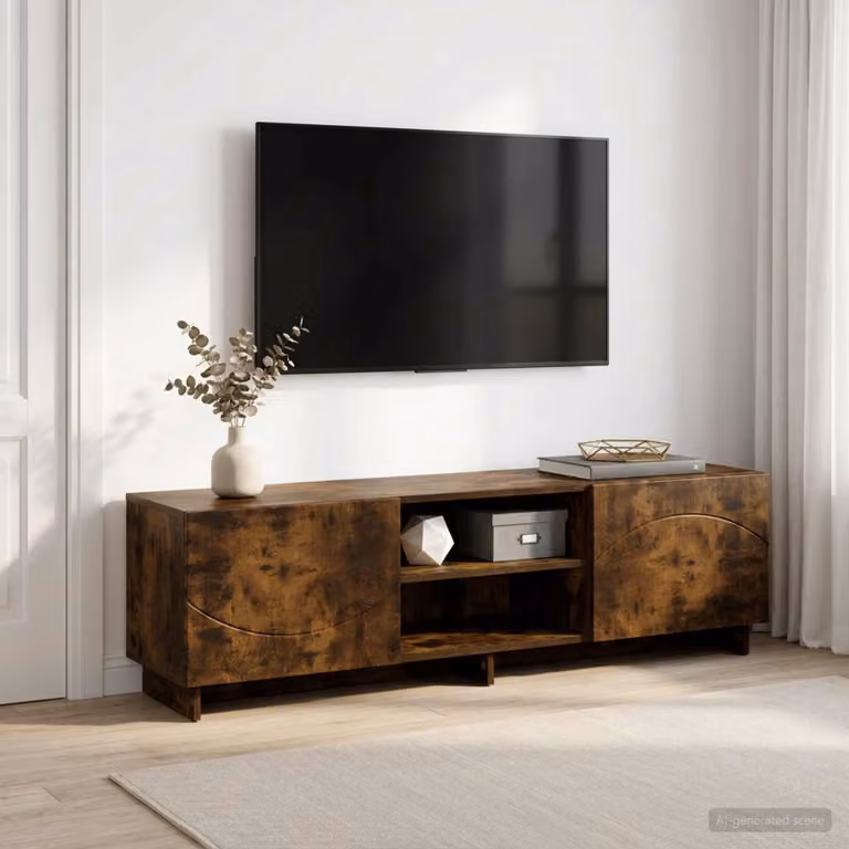 vidaXL Supporto TV moderno in legno ingegnerizzato color rovere fumo, L 140 x P 34.5 x H 40 cm