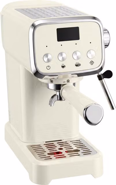 Macchina da caffè espresso HOMCOM da 20 bar e 1350W con montalatte, funzione acqua calda e scalda tazze, colore beige