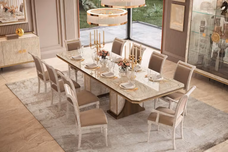 Set da pranzo 11 pezzi – Combinazione armoniosa di tavolo da pranzo e 10 sedie