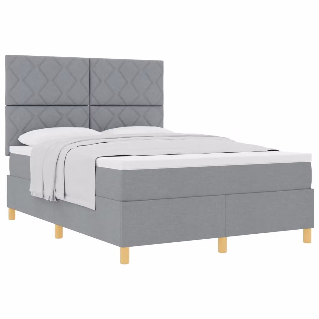 Letto a molle con testiera vidaXL in tessuto grigio L: 140 cm, P: 190 cm – 2