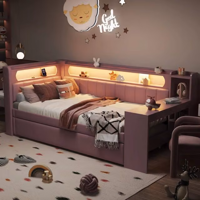 letto imbottito mdf multistrato rosa 90 x 200 cm