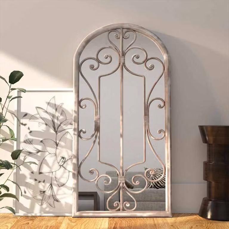 Specchio da parete rettangolare vidaXL in metallo e vetro, colore beige/sabbia, L: 70 cm, H: 30 cm