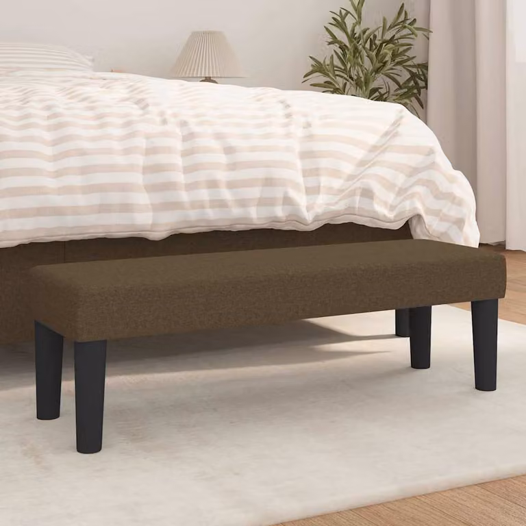 Panca vidaXL in tessuto marrone scuro con struttura in legno L 100 cm x P 30 cm x H 30 cm
