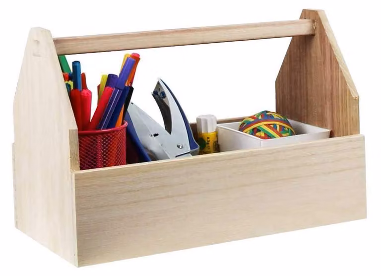 Cassetta degli attrezzi in legno Artemio, 30 cm, color beige