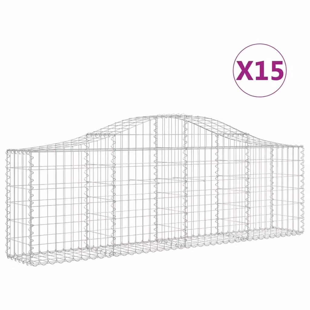 Set di 15 Cesti Gabbioni ad Arco Videx in Acciaio Zincato Colore Argento L: 200 cm, P: 30 cm, H: 60/80 cm – 2