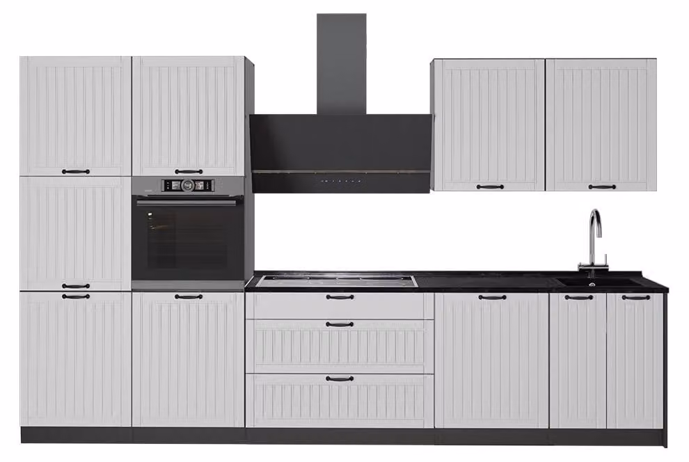 Cucina componibile Vicco Fame-Line Bianco rustico/Antracite 340 cm, PL Antracite, Model 64581