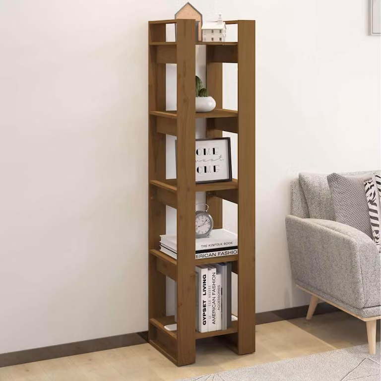 Libreria/Divisorio vidaXL in Massello di Pino Marrone L: 41 cm, P: 35 cm, H: 160 cm