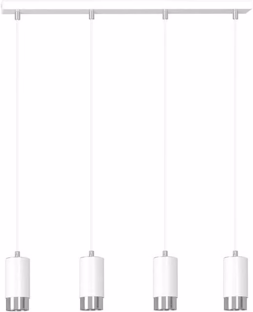 Lampadario a sospensione moderno Emibig Fumiko in metallo bianco e cromo, dimmerabile, con 4 lampadine GU10 – 1