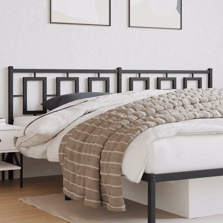 Testiera di ricambio in metallo vidaXL, colore nero laccato, stile classico geometrico, L: 206 cm