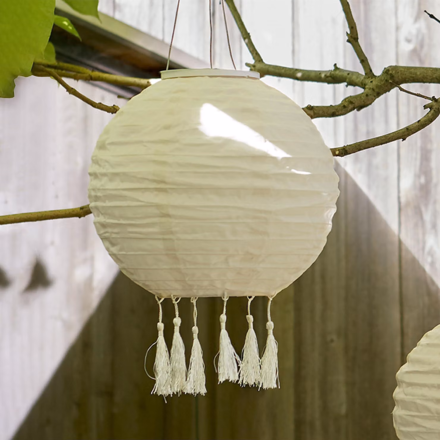 Lanterne solare con frange, 35 cm, LED, luce bianco caldo, per uso esterno