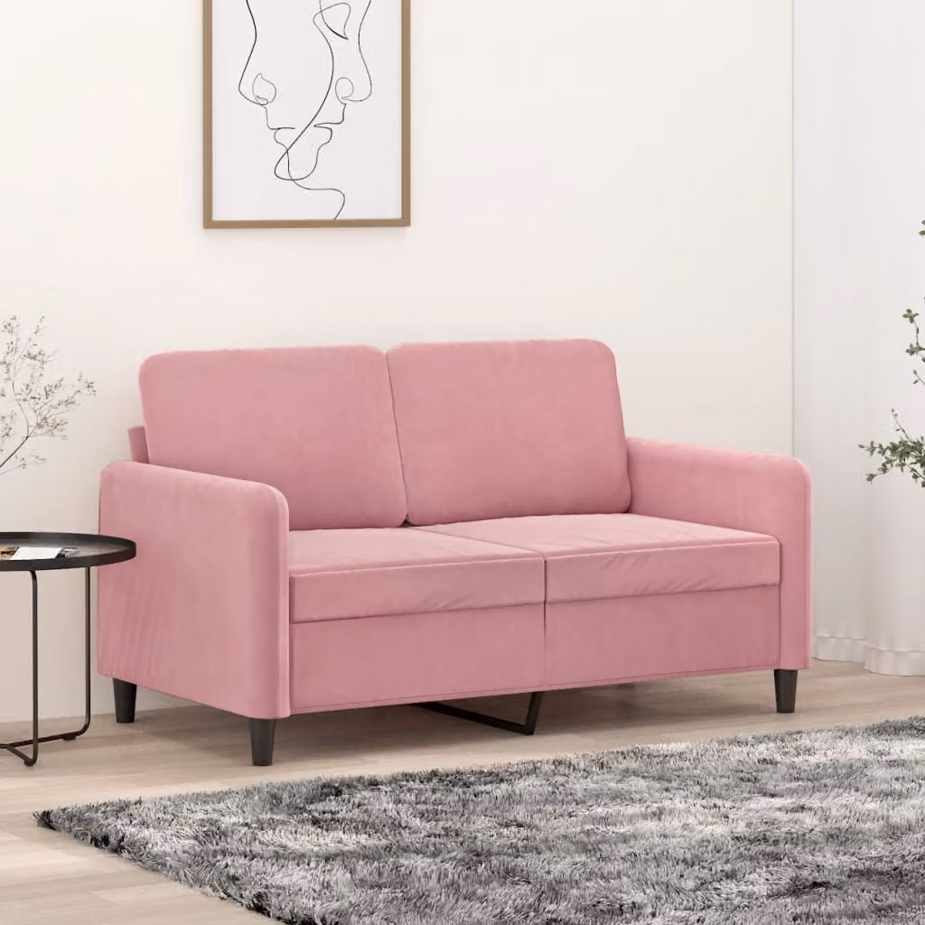 vidaXL Divano a 2 Posti Moderno in Velluto Rosa con Struttura in Metallo