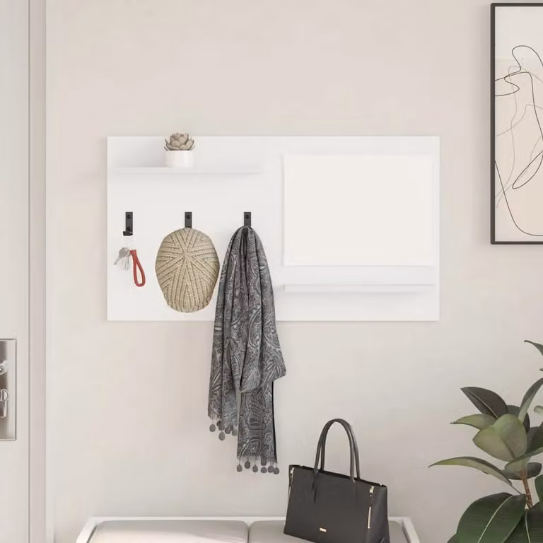 vidaXL Appendiabiti a muro moderno in MDF Bianco L 90 cm x P 10 cm x H 50 cm