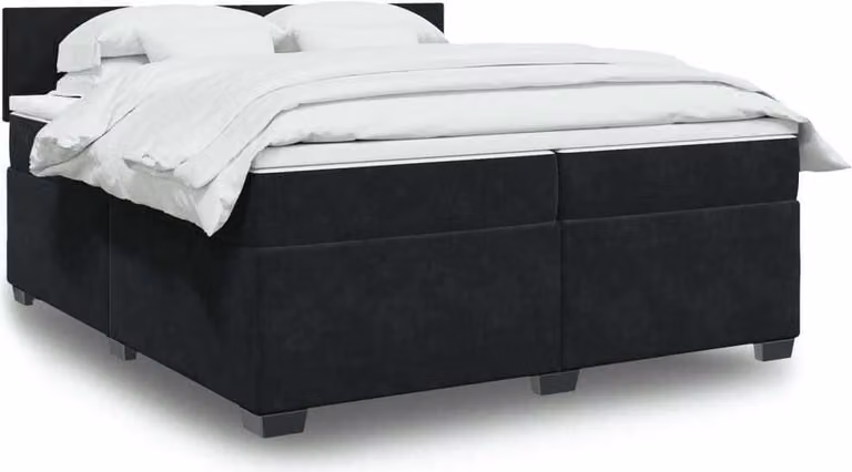 Maison Exclusive - Giroletto a Molle con Materasso Nero 200x200 cm in Velluto
