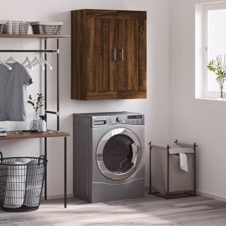 Mobile a parete vidaXL in legno Rovere Marrone, L: 69,5 cm, P: 34 cm, H: 90 cm