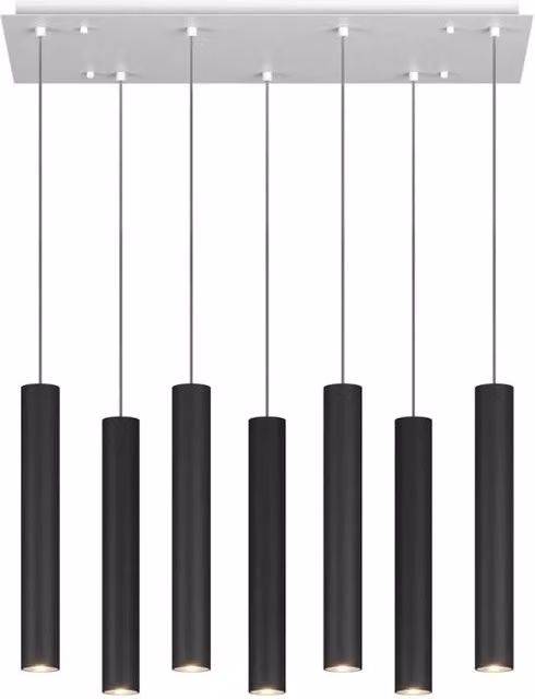 Lampadario Industrial-Minimal Xeana Metallo Bianco Nero 7 Luci Gu10