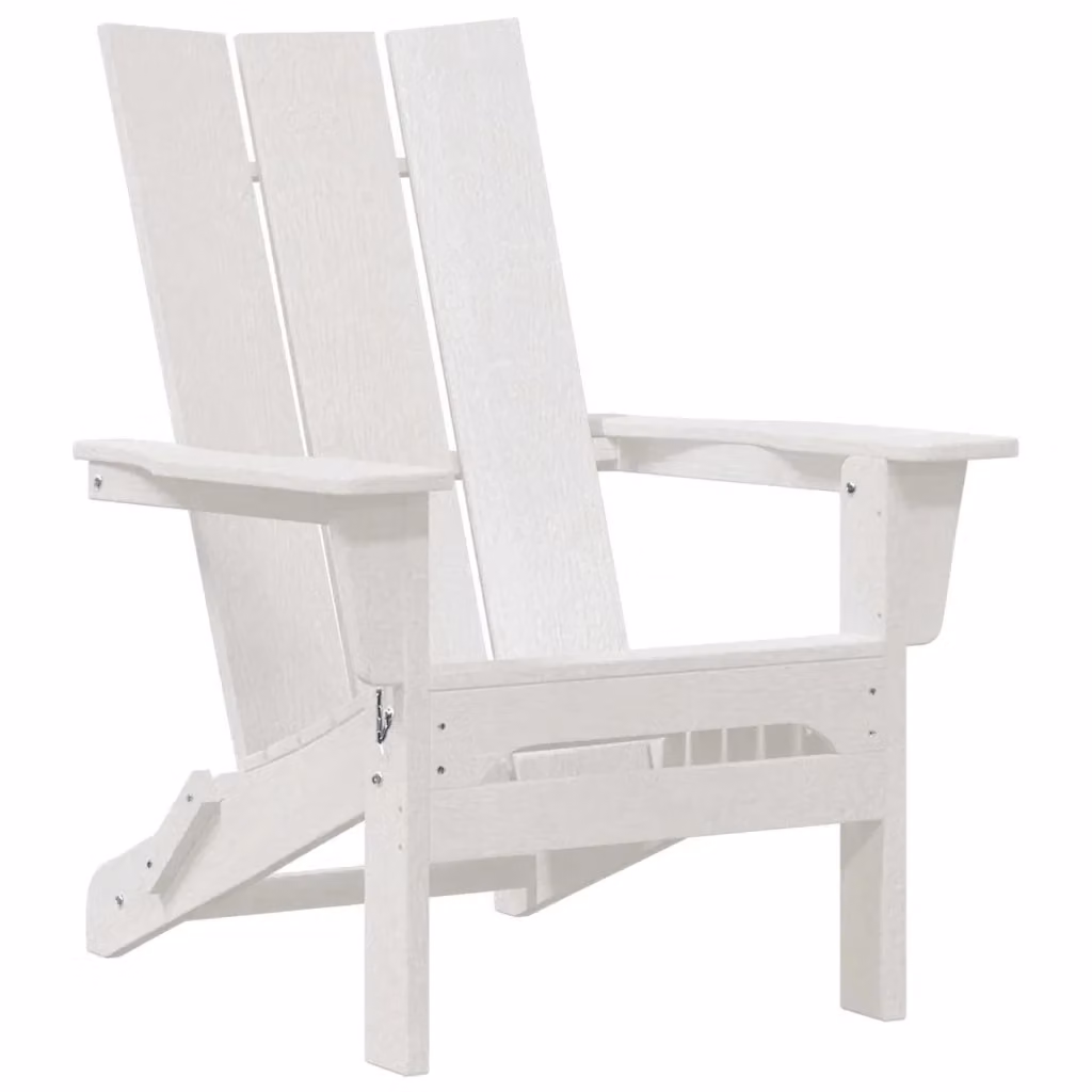 Sedia Adirondack pieghevole vidaXL bianca in plastica e metallo L: 80,5 cm, P: 74,5 cm, H: 92 cm – 2