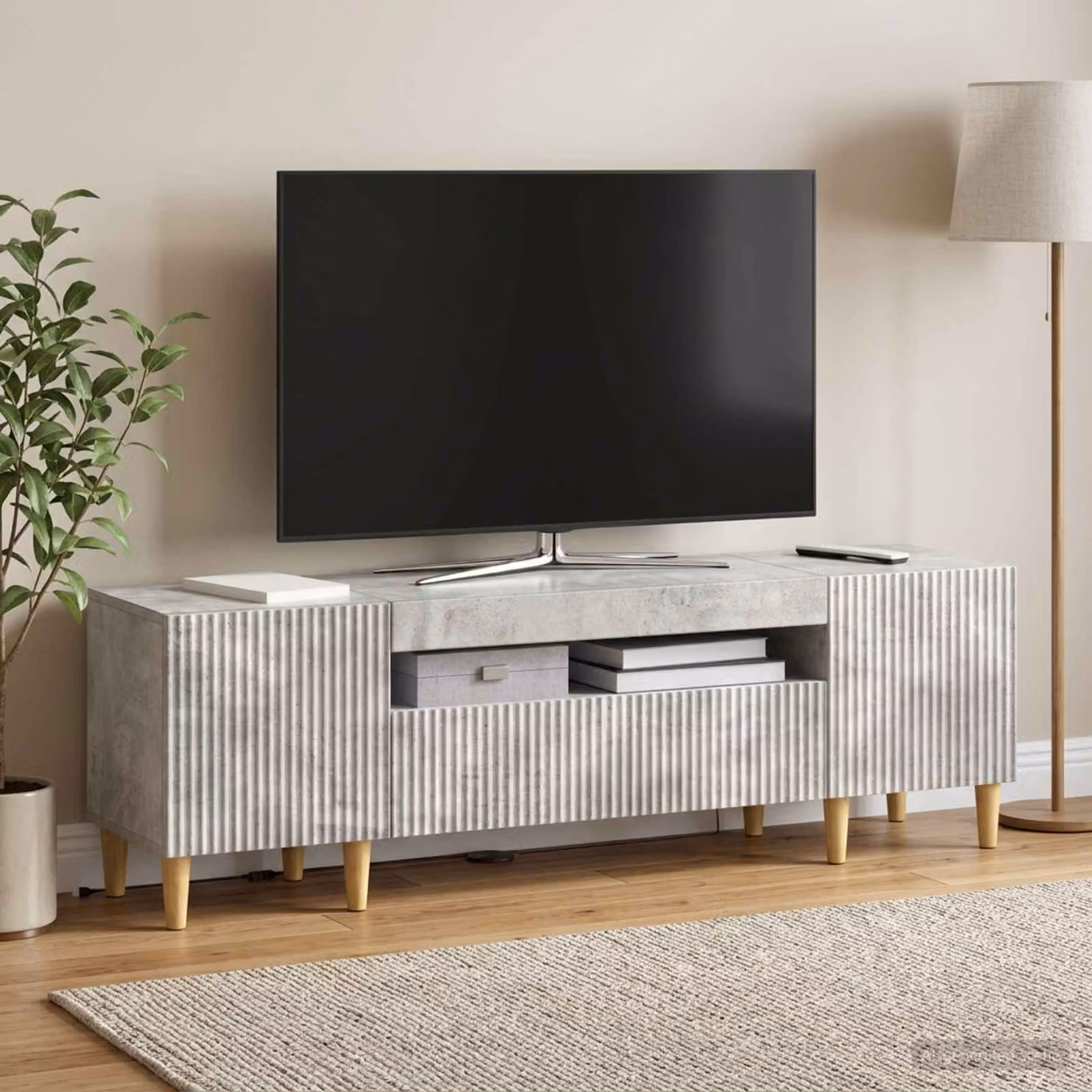 Mobile TV LED vidaXL ARNHEM Grigio Cemento L: 153 cm, P: 35 cm, H: 43 cm