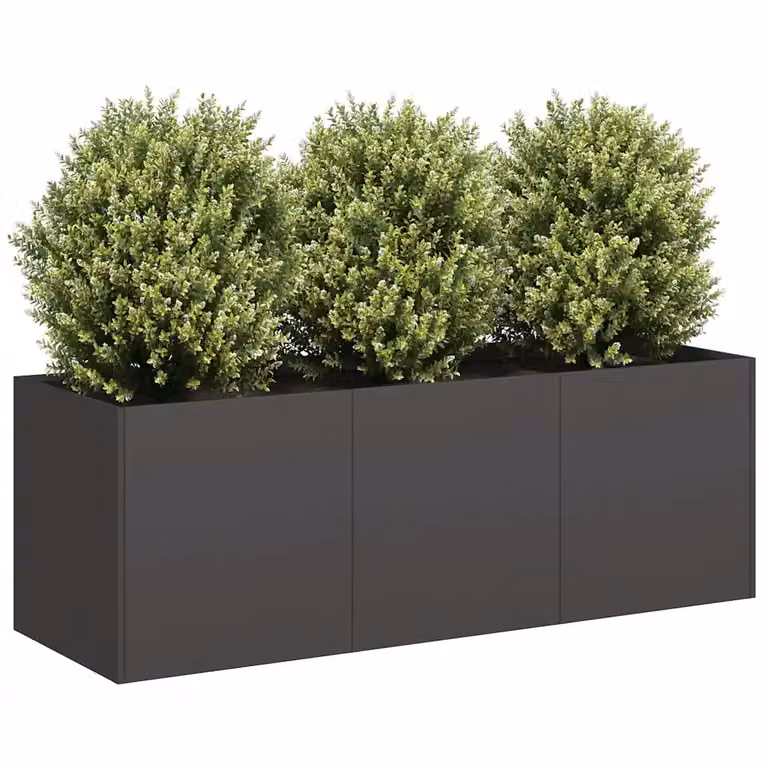 Fioriera nera vidaXL in acciaio per orto e giardino L 120 x P 40 x H 40 cm