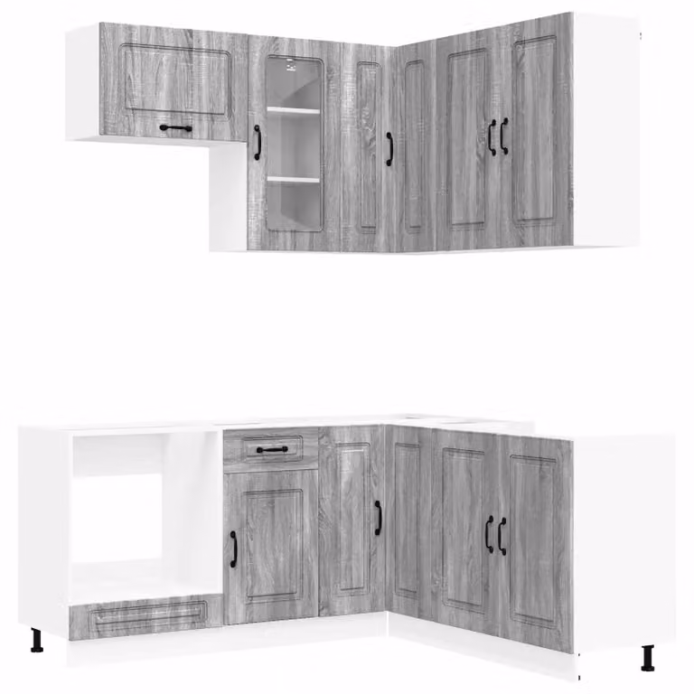 Set cucina KALMAR, 8 pezzi, finitura Sonoma grigio, legno ingegnerizzato