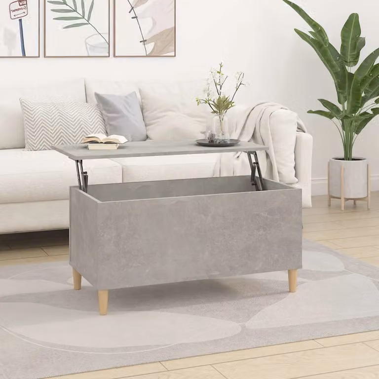 vidaXL Tavolino da Salotto Moderno Grigio con Meccanismo Sollevabile e Struttura in Legno Composito L: 90 cm, P: 44,5 cm, H: 45 cm