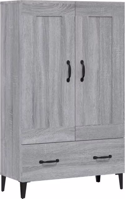 Credenza Buffet in Legno Multistrato Grigio Sonoma con Dettagli in Metallo in Stile Industrial L/P/H: 70 x 31 x 115 cm