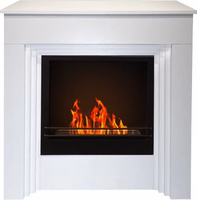 Camino a Bioetanolo da Pavimento 96x35xH96 cm Bellini Bianco Venato