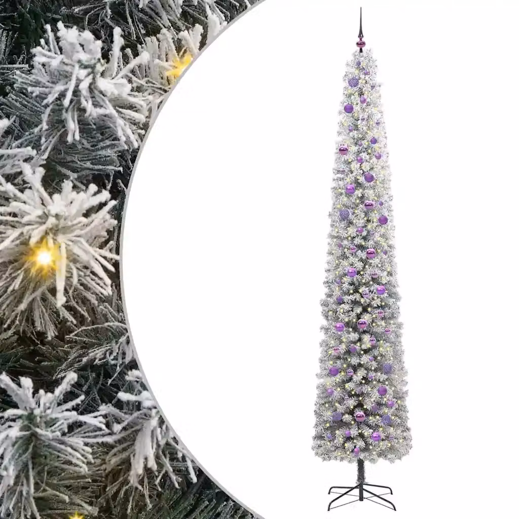 Albero di Natale artificiale moderno vidaXL verde con 300 LED luce bianca calda, Altezza: 270 cm – 2