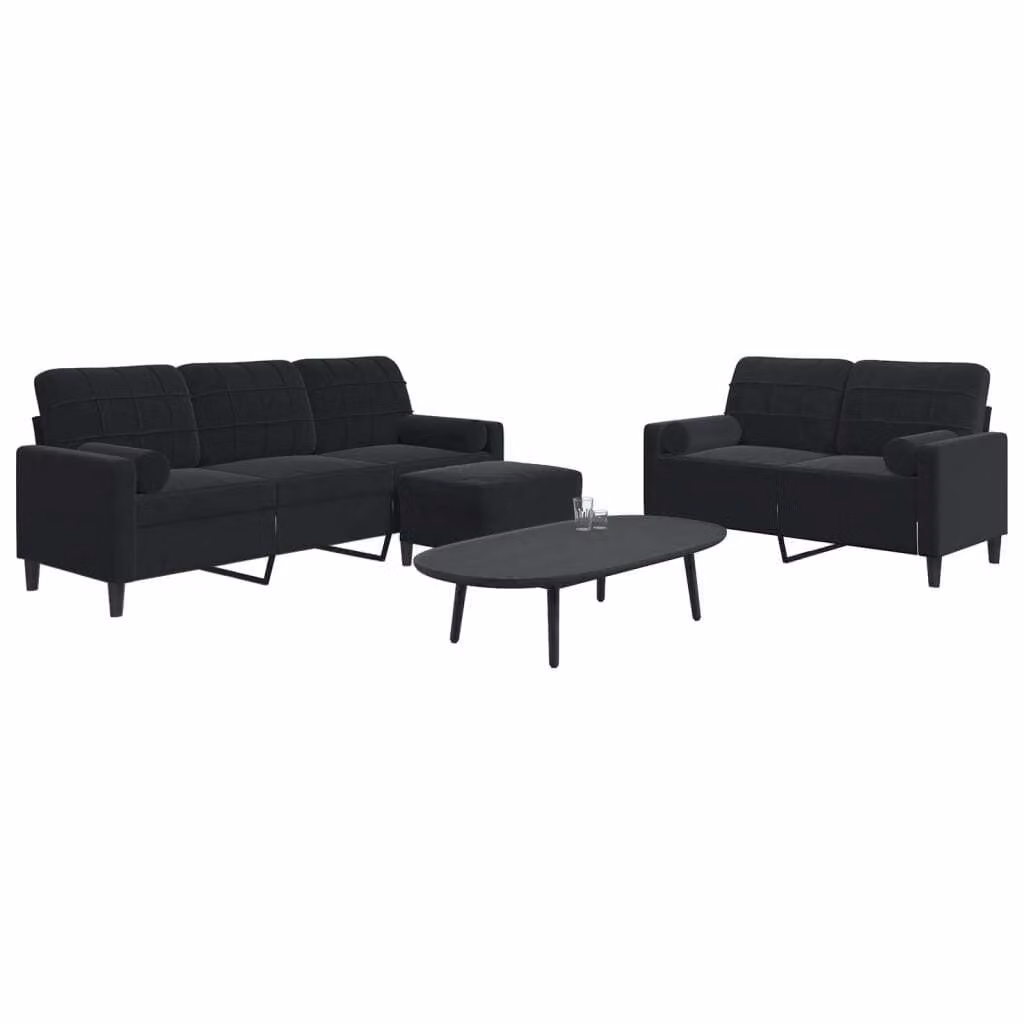 Maison Exclusive - Set divano 3 pezzi con cuscini e cuscini cervicali in velluto nero