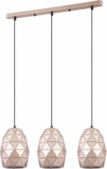 Lampadario a sospensione Italux Harley oro champagne con 3 luci E27, regolabile in altezza e dimmerabile