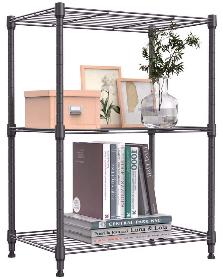 Solidchoice - Scaffale in filo d'acciaio grigio con 3 ripiani, adatto a diversi ambienti