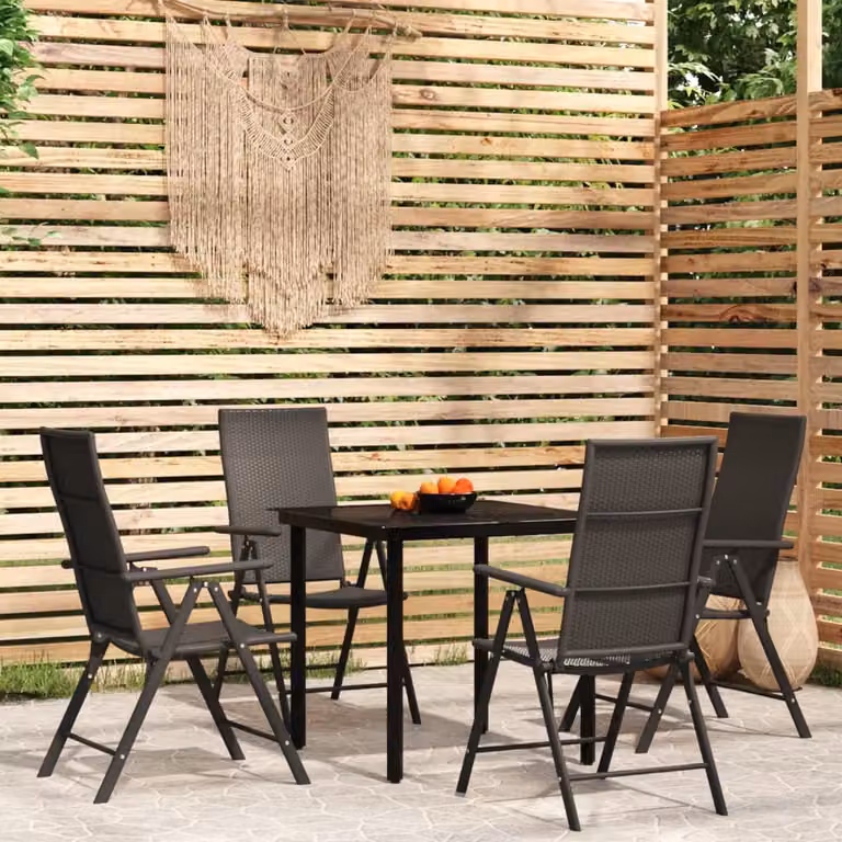 Maison Exclusive - Set da pranzo da giardino 5 pezzi nero