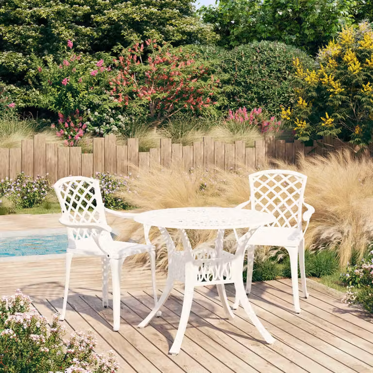Maison Exclusive - Set da bistrot 3 pezzi in fusione di alluminio bianco
