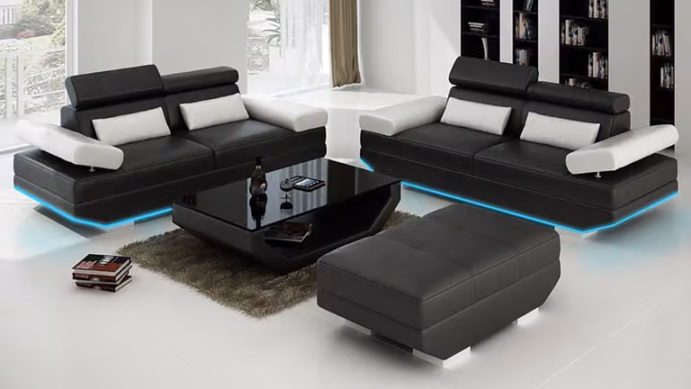 Ledersofa Sofa mit USB Wohnlandschaft 2+2 Garnitur Design Couch Sofa K5009E