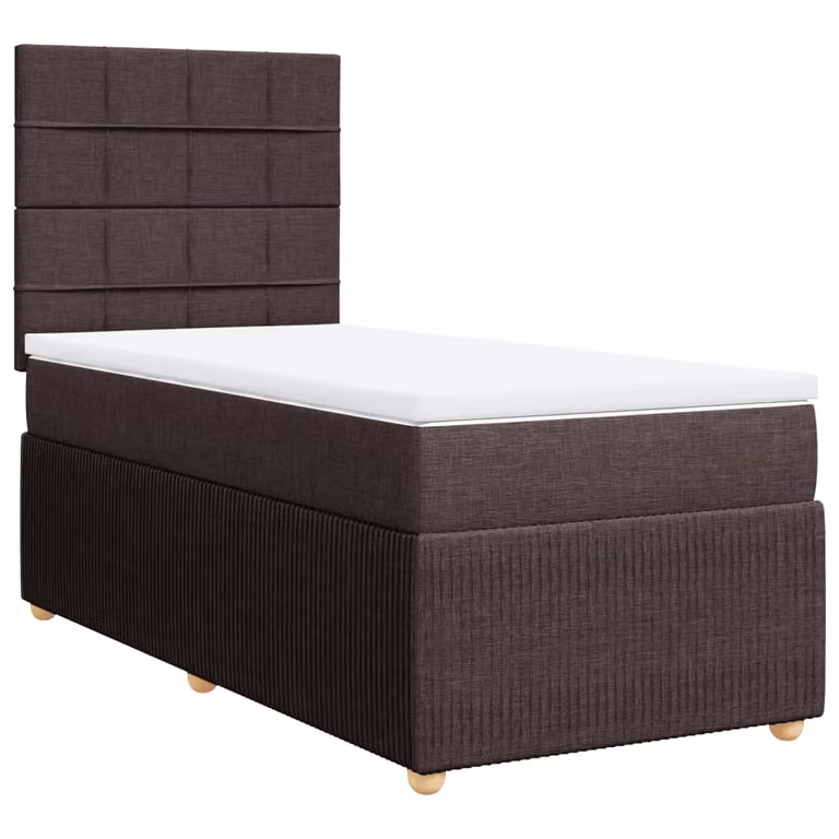 Giroletto a Molle con Materasso Marrone Scuro 90x190cm Tessuto