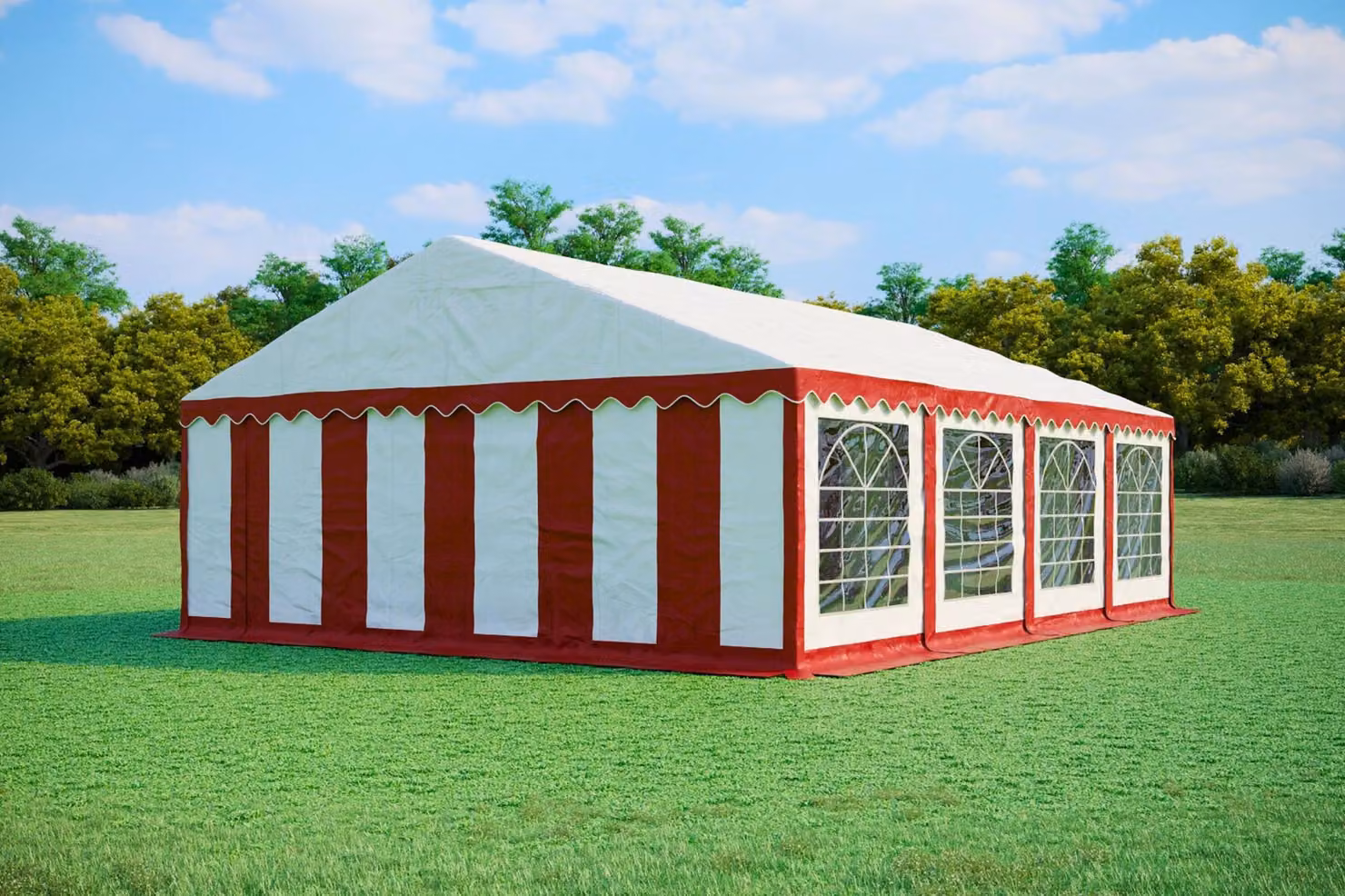 Tenda per feste 6x8 metri, PVC Standard PLUS, 500 g/m² - Bicolore (rosso e bianco) + OMAGGIO