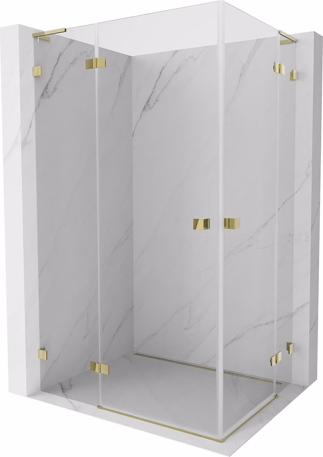 Mexen Lunar L Duo cabina doccia battente sinistra 75 x 70 cm, trasparente, oro - 834L-075L-070P-50-00