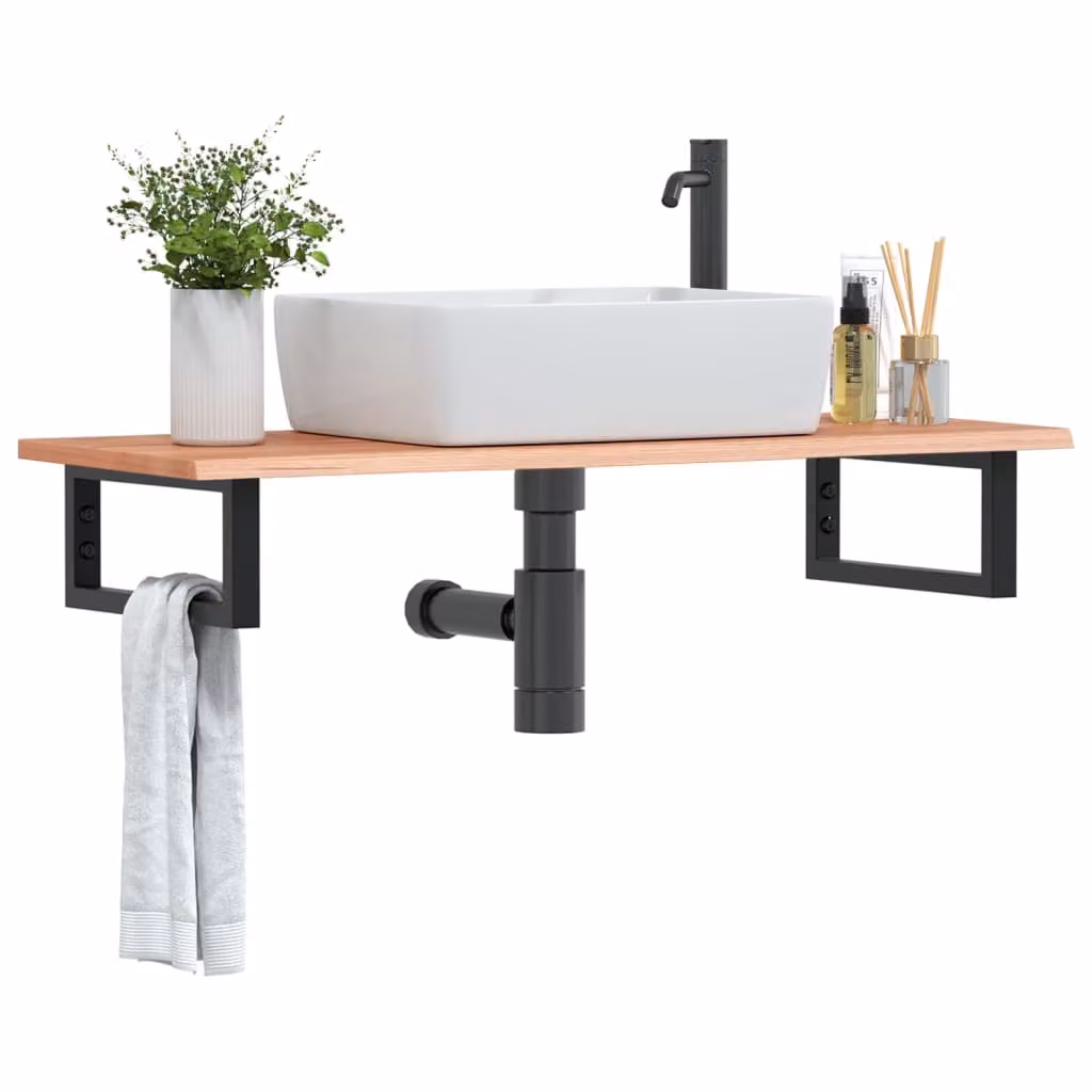 vidaXL Ripiano a Parete per Lavabo Moderno in Rovere e Metallo Nero e Marrone