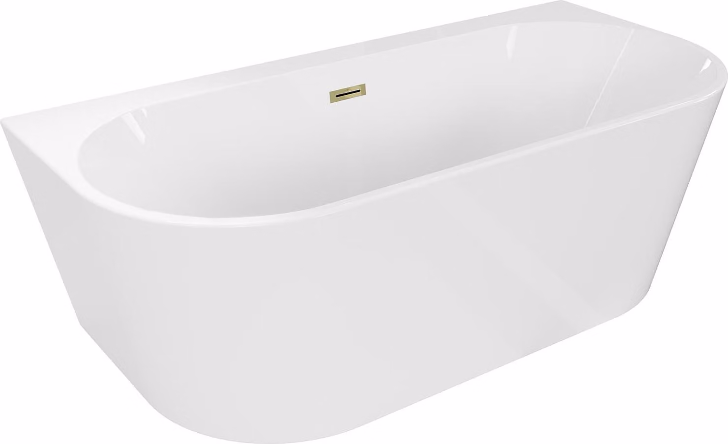 Mexen Oval+ vasca da bagno freestanding a parete 170 x 80 cm, bianca, troppopieno dorato - 52681708000-50