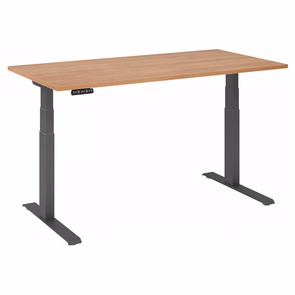 Scrivania regolabile in altezza XDKB | 2 motori | 120 - 180 cm | elettrica, dimensioni piano:160 x 80 cm, colore piano:noce, colore struttura:grafite