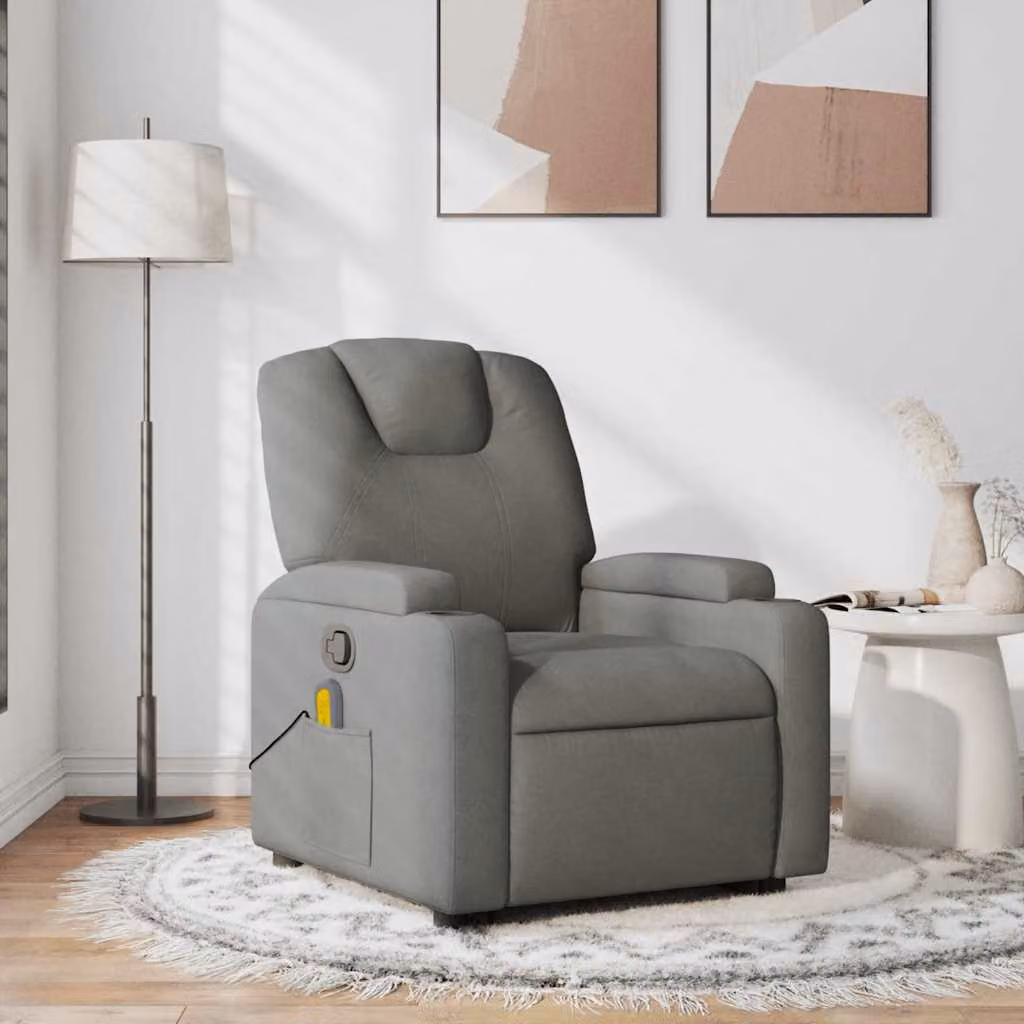 vidaXL Poltrona Reclinabile Relax in Tessuto Grigio con Braccioli