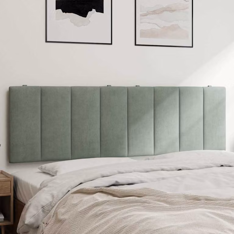 Testiera Hanko vidaXL in velluto grigio chiaro, pannello imbottito da parete con design classico, Larghezza: 160 cm