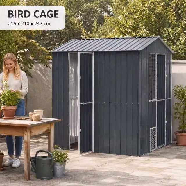 Bird Cage Anthracite 215 X 210 X 247 Cm Galvanized Steel