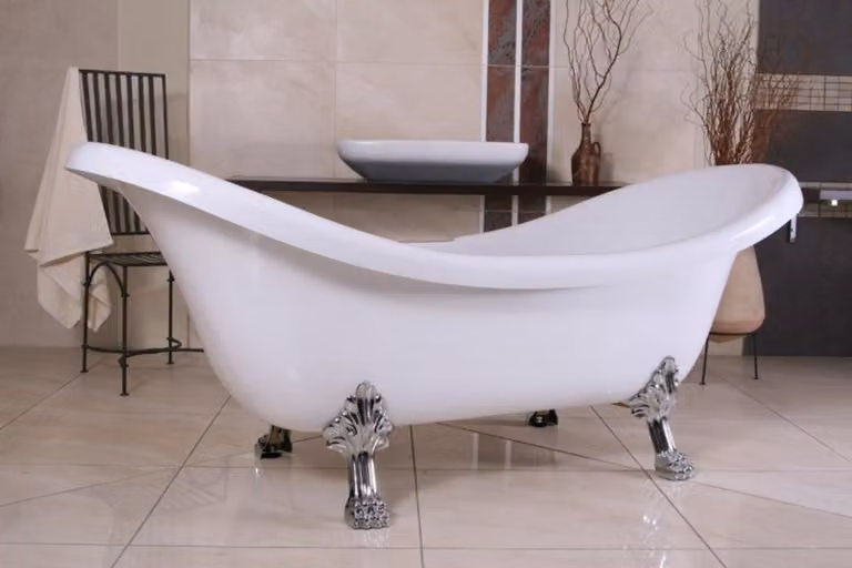 Vasca da bagno freestanding Art Nouveau Venezia bianco/argento 202 x 83 x 81 cm, bagno barocco - vasca da bagno retrò in stile antico