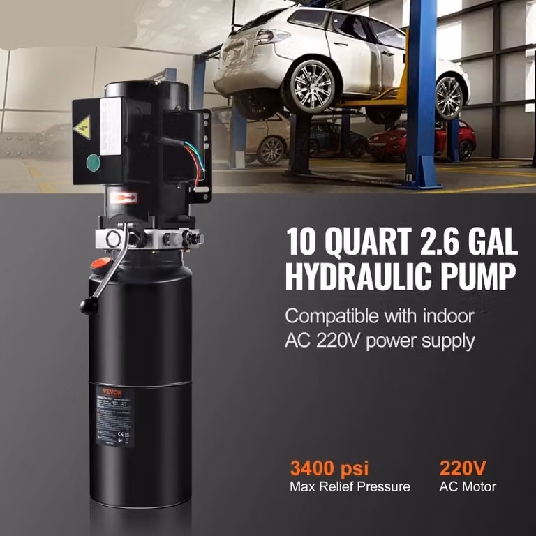 Pompa idraulica - 220V - Azione singola - Pressione massima di 3200 PSI per sollevamento di autocarri con cassone ribaltabile