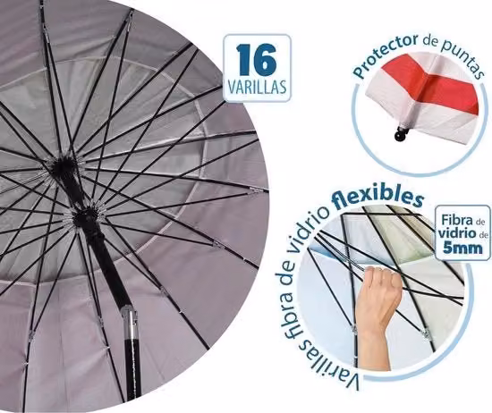 Parasole da spiaggia in alluminio con ancore e manubrio, UPF 50+, rosso, 240 cm