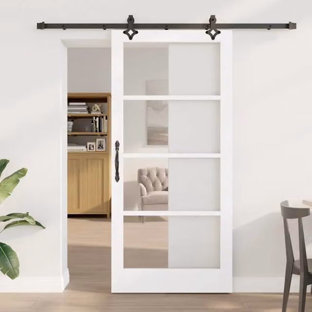 Porta scorrevole moderna vidaXL in legno e vetro Bianco, Nero e Trasparente L: 93 cm, H: 202 cm