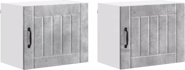 Set di 2 mobili da cucina moderni funzionali 50 x 31 x 40 cm in legno multistrato grigio cemento 02_0053930